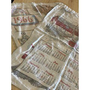 Two Calendar Dish Towels 1986 And 1966